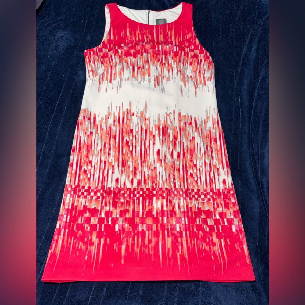Vince Camuto Size 6 Pink & White Sleeveless Dress